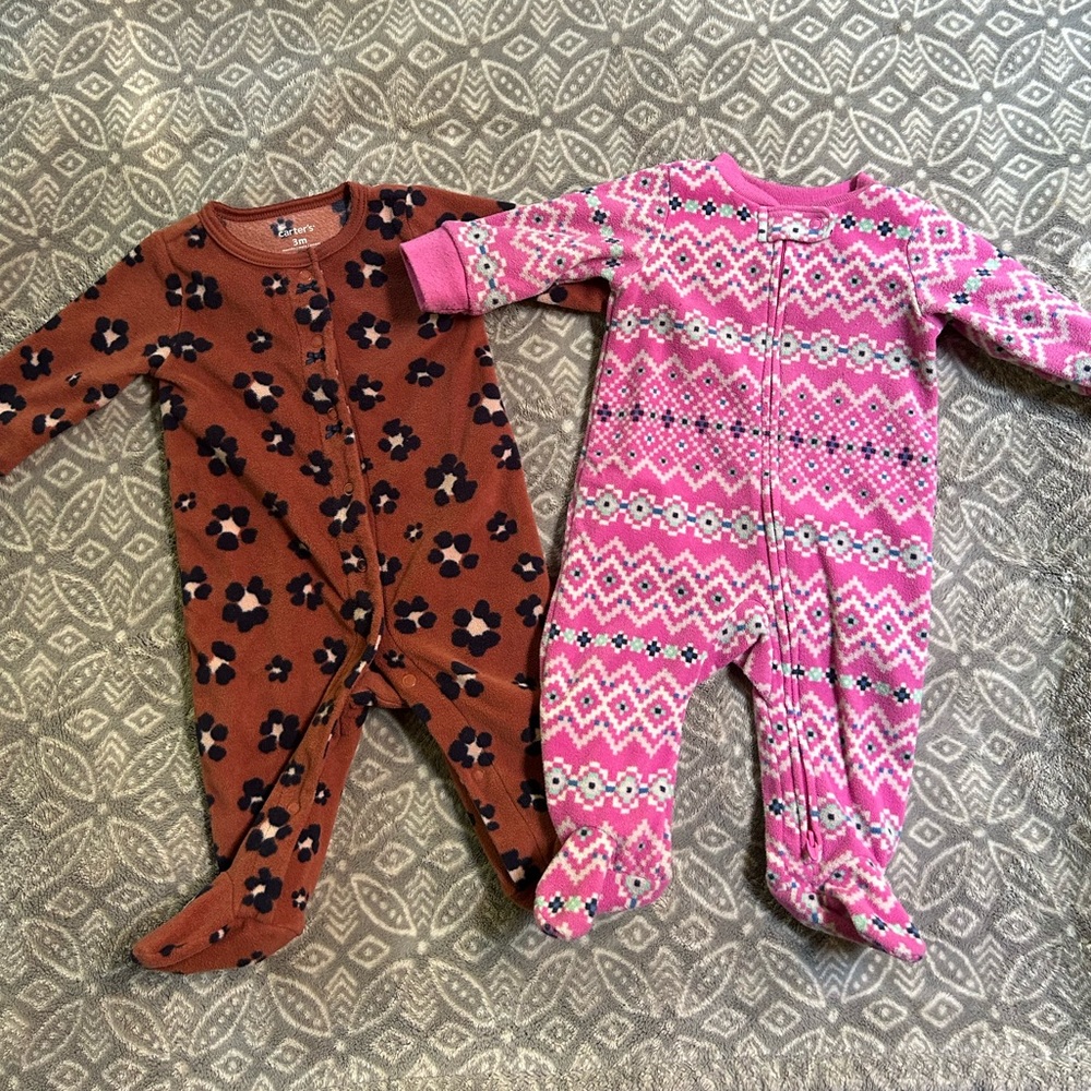 Carter’s girl footie pajamas 3 months